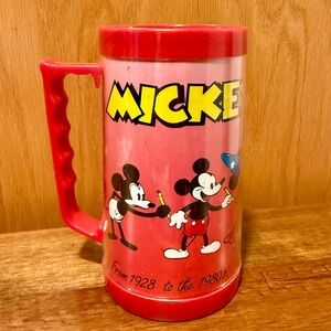Vintage Walt Disney Mickey Mouse Insulated Plastic Mugs 1928 To 1980s Red Rare